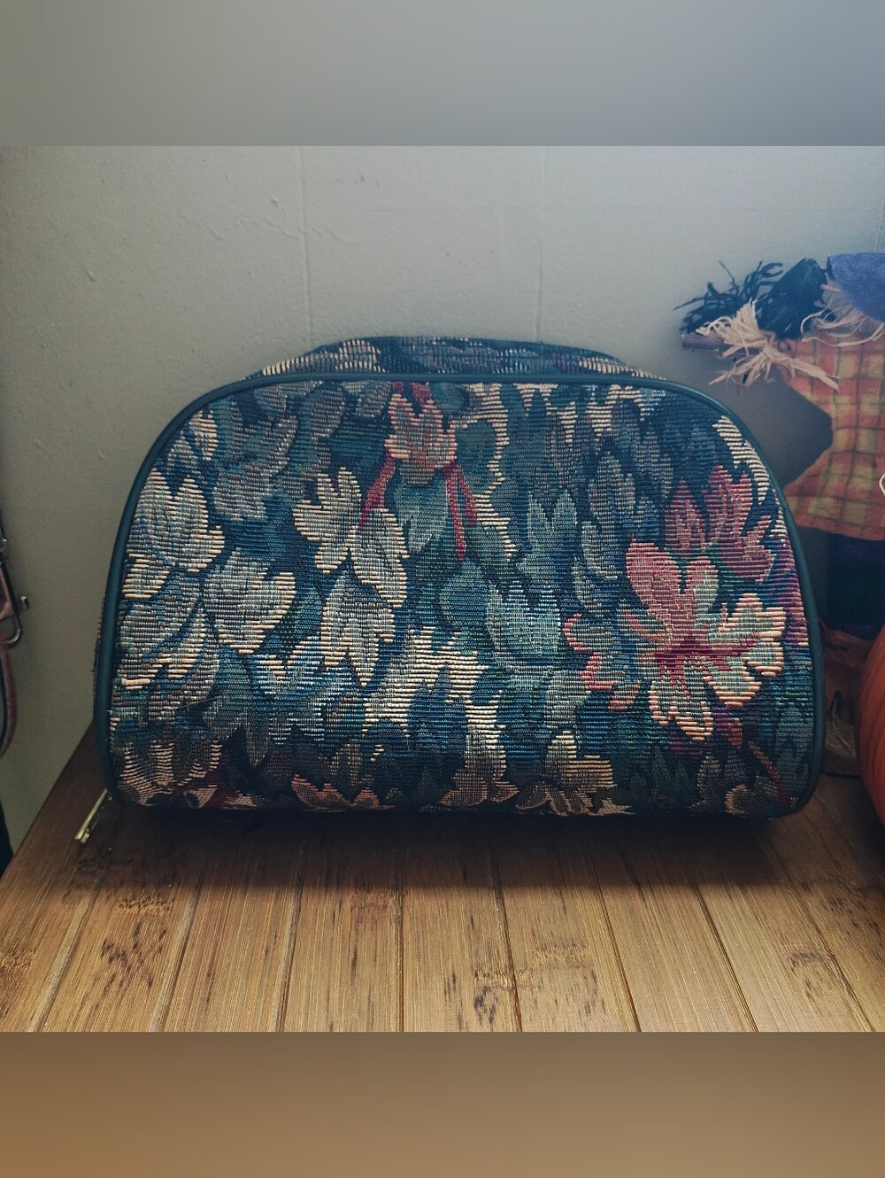 Vintage Jaguar Floral Tapestry Cosmetic Bag J.C. Penney